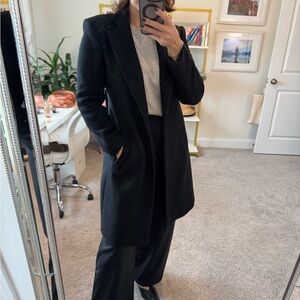 Zara Classic Black Wool Overcoat size medium